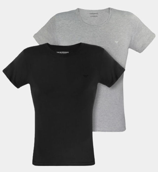 Emporio Armani 2 Pak T-shirts Mannen Zwart Heather