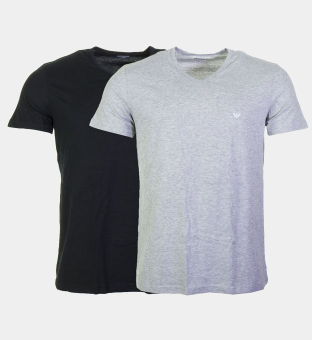 Emporio Armani 2 Pak T-shirts Mannen Zwart Heather