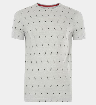 Bellfield Lightning Bolt Print T-shirt Mannen Grijs